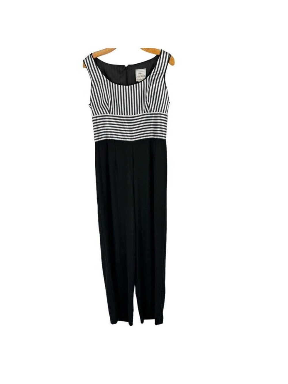 JOSEPH RIBKOFF Black Jumpsuit  Pant Suit w/ jacket womens stripes size 10 - Picture 4 of 16